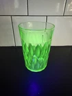 Vintage Diamond Optic  Green Depression Uranium Glass Drinking Glass Tumbler