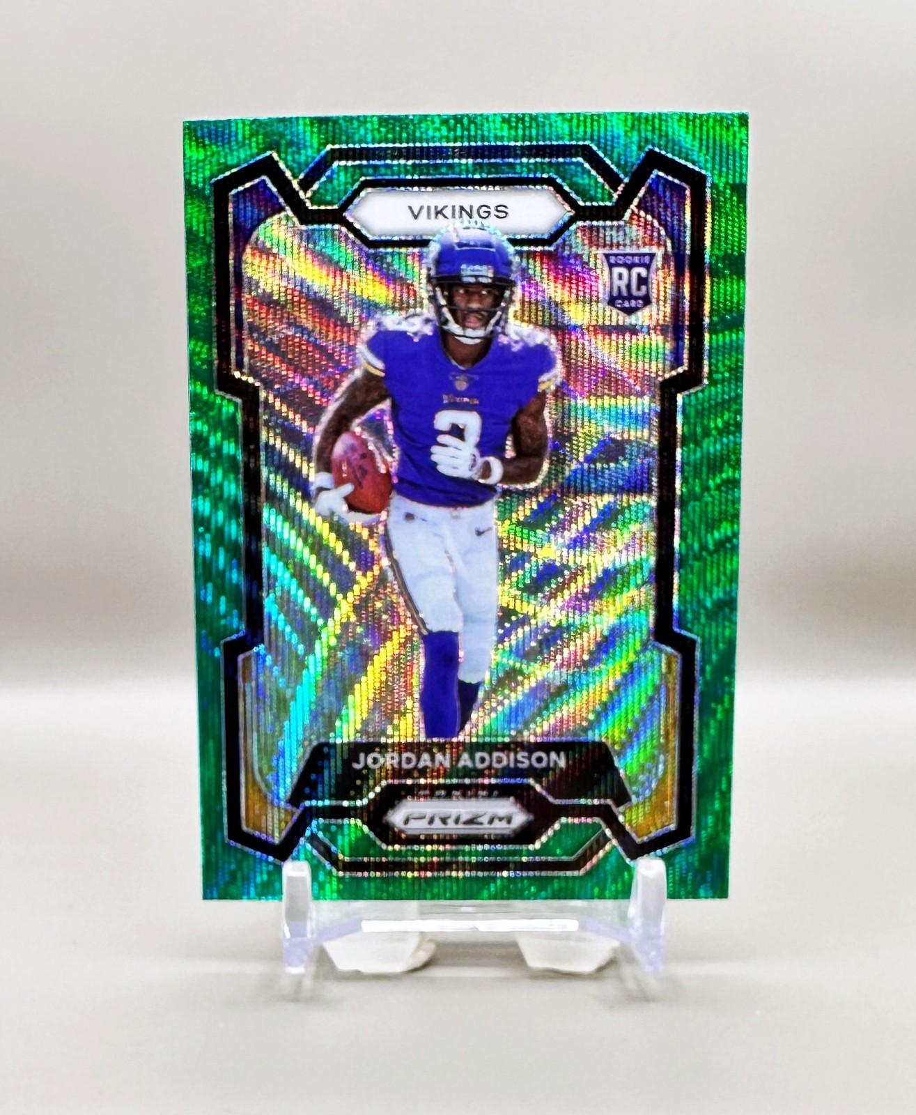 2023 Panini Prizm Football #368 (Green Wave Prizm)  JORDAN ADDISON [RC]