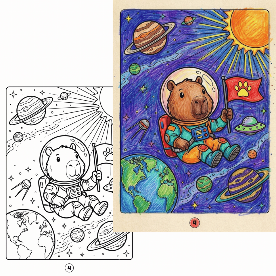 Cute Capybara Coloring Pages Digital Download PDF Printable Sheets Kids ...