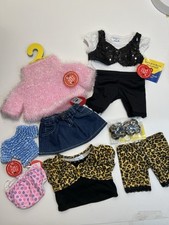 Build-a-Bear NWT Feather Sweater, Jean Skirt, Leopard Sequins Outfits Bubble Top