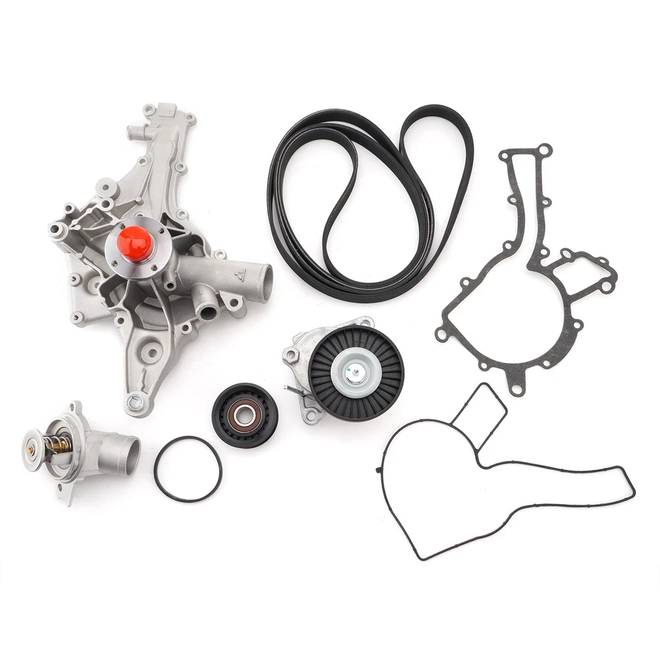 Engine Water Pump w/ Thermostat Pulley Belt Set For Mercedes Benz CLK320 C320 US - Image 2 of 4