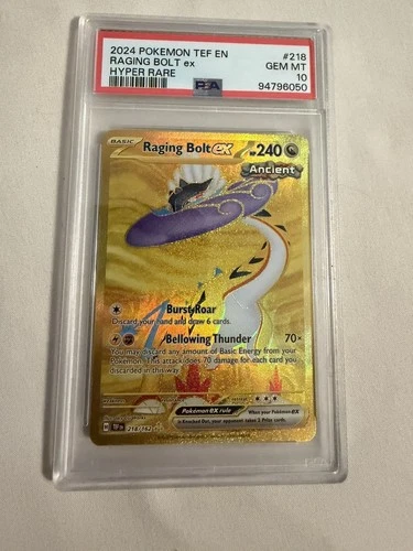 Pokémon TCG Raging Bolt EX Temporal Forces Hyper Rare Card 218/162 PSA 10