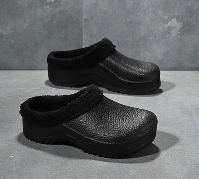 Unisex Black Fleece-Lined Clogs Women s Size 9; Men s Size 8.5 Lightweight Shoes