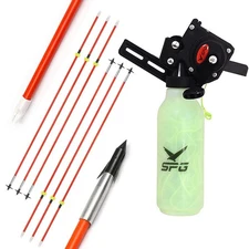 Archery Bow Fishing Reel Kit with Bowfishing Reel, Arrows Set, 40m Fishing Ro...