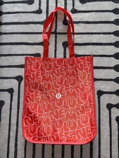Lululemon Reusable Shopping Tote Bag Large Red & White Tote