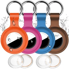 4 Pack Compatible with Apple Airtag Holder with Keychain,IPX8 Waterproof GPS ...