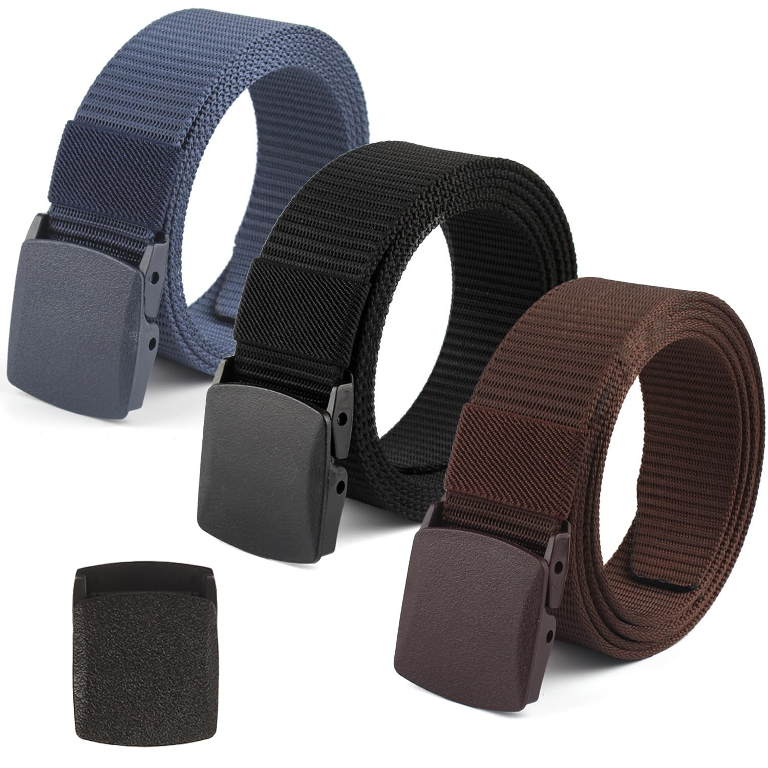 Coobbar Tactical Belt 3-Pack, Adjustable Nylon Military & Outdoor Men’s Web B...