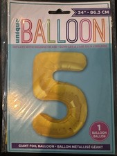 Gold Number 5 Birthday Party Foil Balloon 34"