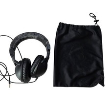 Skullcandy Hesh Wired Over-Ear Headphones Black with Pouch Barcode Skull Logo S2