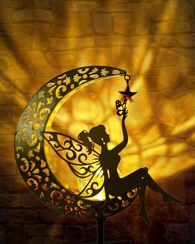 Fairy Moon Figurine Light Stake, Housewarming Ornament for Patio, Lawn, Yard - Picture 8 of 8