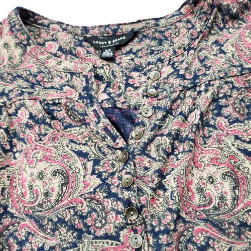 Lucky Brand Damen Größe Small Boho Paisley Muster langärmelige Tunika Top Bluse - Bild 5 von 14