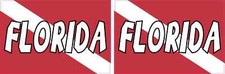 3in x 2in Florida Dive Flag Vinyl Stickers Car Truck Vehicle Bumper Decal