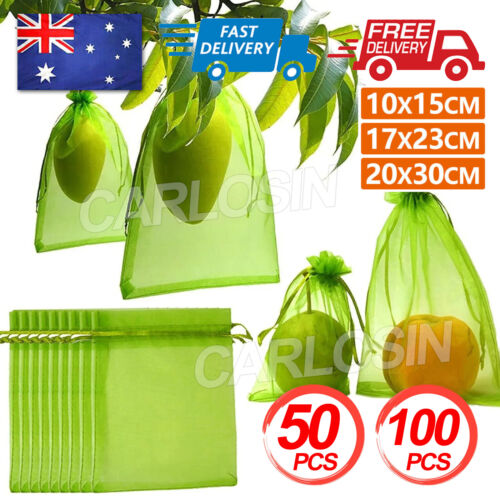 10/50PC Fruit Net Bags Agriculture Garden Vegetable Protection Mesh Insect Proof