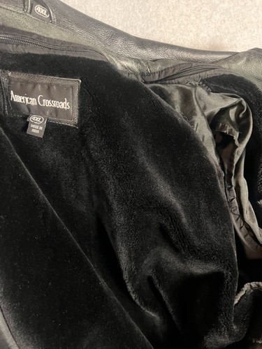 Vintage American Crossroads Men’s Size 4XL Black Leather Wool Lined Jacket - Picture 7 of 12