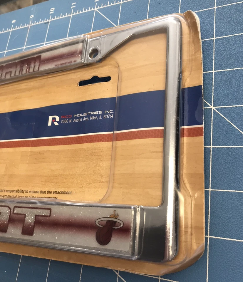 Miami Heat Metal License Plate Frame Chrome Tag Cover 6x12 Inch New In Package - Image 4 of 4