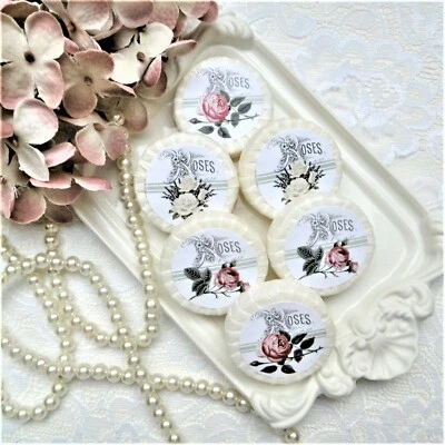 MARKENLOS 6 x Gästeseife Handseife Duftseife Vintage Shabby Rosen Seife Badezimmer WC Deko