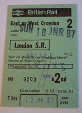 1987 BR Basingstoke to Farnborough Railway Station 7 DayTicket