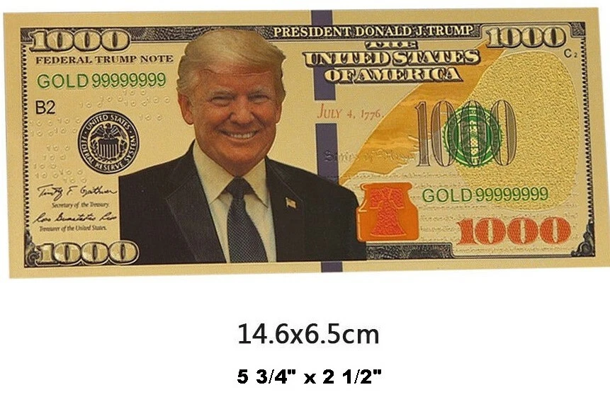 GOLD Foil US DONALD TRUMP $1000 Dollar Bill Republican Collection Novelty Note🔥 - Image 2 of 4