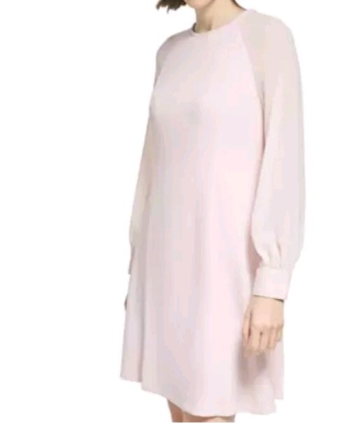 CALVIN KLEIN A Line Dress w/Sheer Illusion Cuff Sleeves CD0C1T51