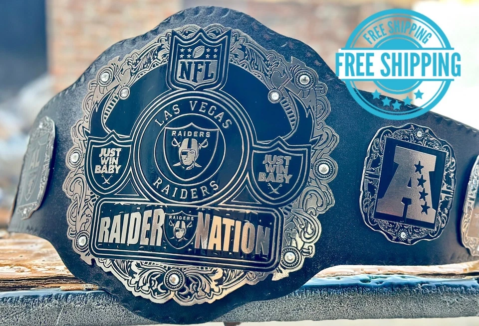 Cinturón de campeonato de fútbol americano NFL del Super Bowl de los Raiders de Las Vegas 2 mm de latón Foto 2 de 4
