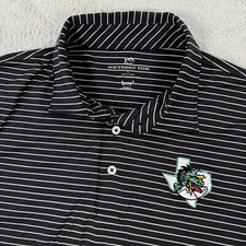Southern Tide Brrr Polo Shirt Striped Texas Dragon Short Sleeve Golf Men Large