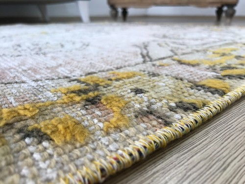 Pink rug,Turkish area rug, Oushak rug, Vintage rug, Living room rug, 4.2 x 7 ft - Picture 9 of 12
