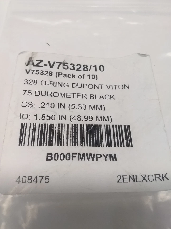 10 Pack Dupont Viton O-Ring V75328, CS .210 in (5.33mm) ID 1.850 in (46.99mm) - Image 2 of 2