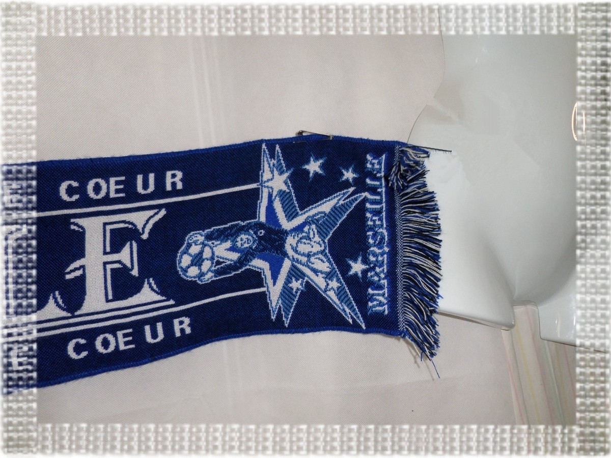 Écharpe Supporter Marseille – 21x128 Cm, Bleu Et Blanc, Nous T'aimons De Tout Notre Cœur