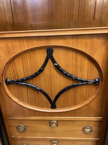 Biedermeier Salon 9 Teile Kirschbaum Antik Zimmer Möbel Tisch Stühle Standuhr - Bild 5 von 24