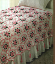 ROSE SPLENDOR COVERLET BEDSPREAD HOME DECOR CROCHET PATTERN INSTRUCTIONS