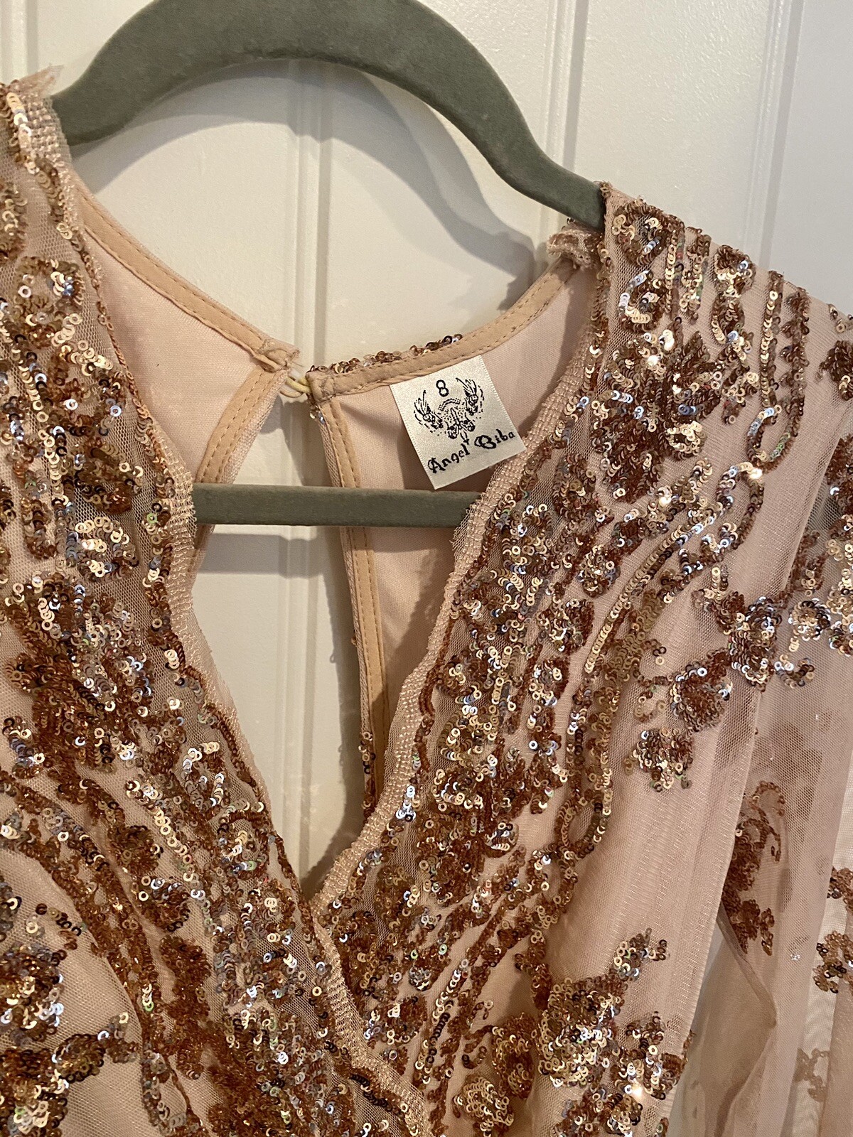 Angel Biba Champagne Gold Sequin Mesh Dressy Romper S Gem