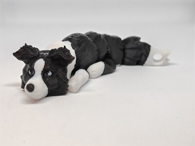   Wedelt seinen Weg in dein Herz! 3D-gedruckter Schlüsselanhänger Border Collie mit Gelenk