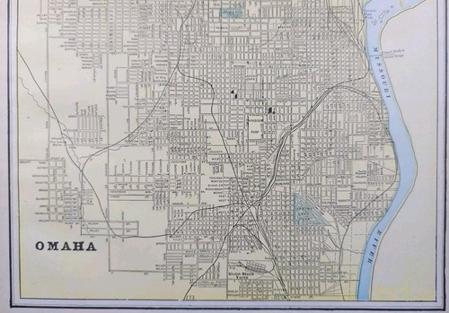 Vintage 1895 OMAHA NEBRASKA Map 14"x11" ~ Old Antique Original SPRING LAKE PARK - Picture 4 of 15