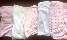 LOT OF 5 Pink White PLUSH FLEECE/MINKY DOT Changing Pad Covers BABY GIRL'S