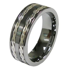 8mm Tungsten Anniversary Infinity Wedding Ring Band Stripes Inlay Size 9-12