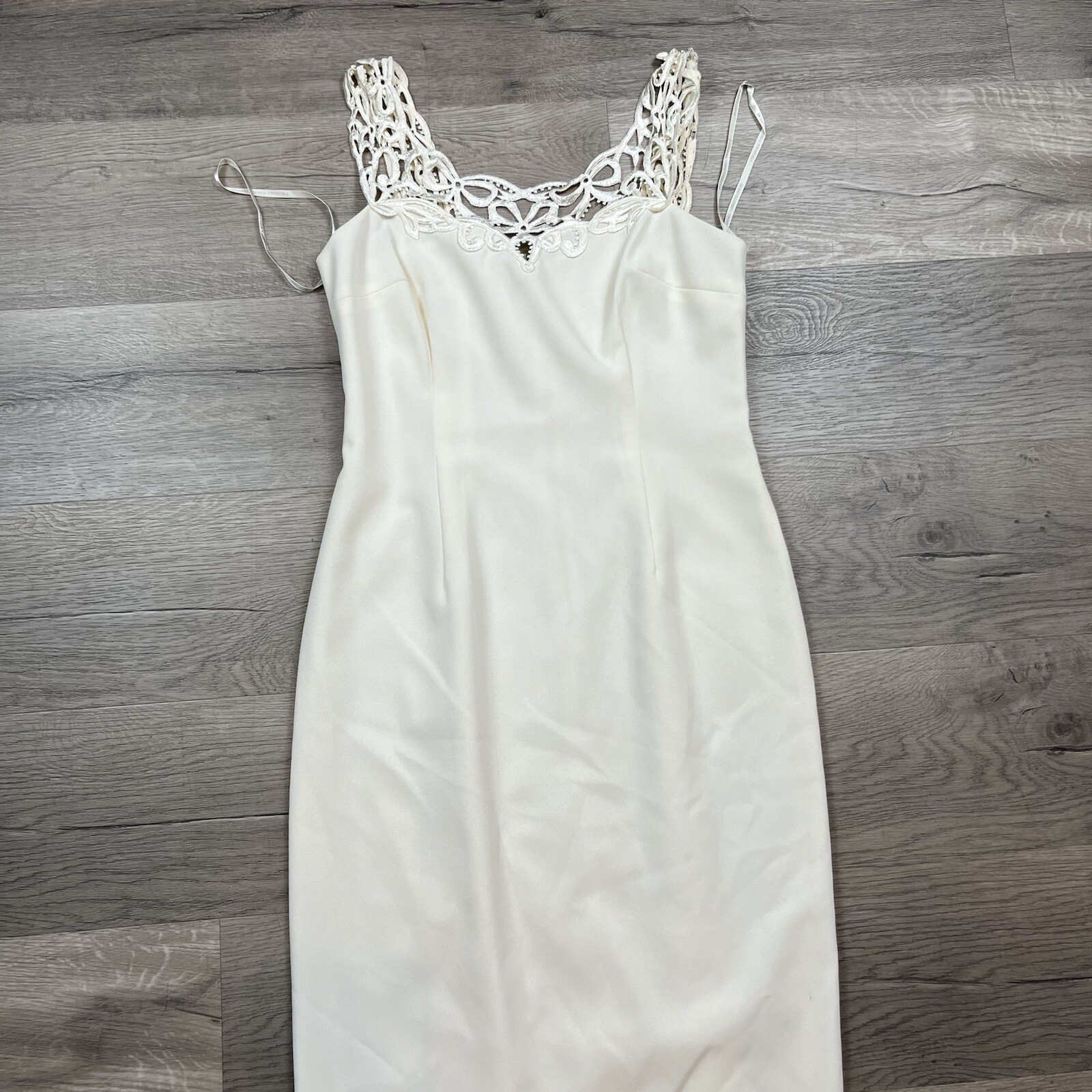 Vintage 90’s Laundry Shelli Segal Dress Women Off White 100% Polyester Size 10 thumbnail 2