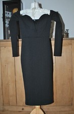 Missguided Bardot V-Bar Bodycon Dress Size 6 Black Jersey New