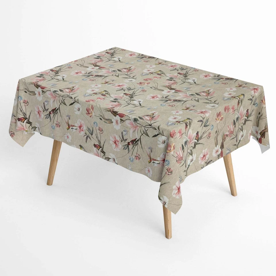 Jacquard Tischdecke beschichtete Baumwolle ANNA LINUM Colibri Blüten - Bild 2 von 4