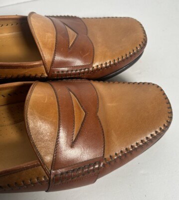 B759 Magnanni Leather Stitched Loafers Shoes Size 11 D Men display picture 1