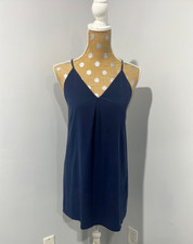 Alice + Olivia Navy Blue Fierra Silk Y- Back Racerback Dress Size Small