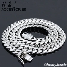 18-40"MEN Stainless Steel 12mm Silver ICY CZ Miami Cuban Curb Chain Necklace*158