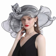 Gray Cocktail Hat Tea Party Church Fedoras Bridal Kentucky Dress Organza Hats