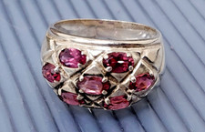 Vintage Sterling Silver Purple Amethyst Wide Band Ring size 8