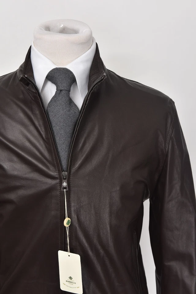 NWT LUIGI BORRELLI Vintage Brown Leather Coat Jacket 42 (EU 52) Slim Fits 50 / M - Image 2 of 4
