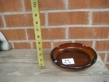 Vintage 7 7/8" Diameter Brown Amber Glass Cigar Cigarette Ashtray Stand or Alone