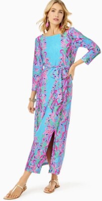 NWT Lilly Pulitzer Carabella Maxi Dress XL Seaweed Samba Chilly Lilly