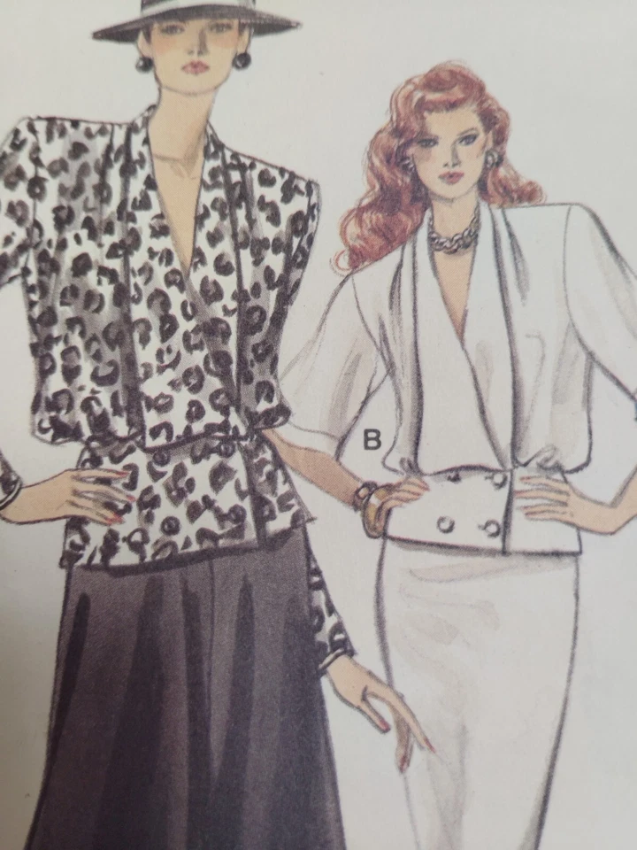 Vogue 9868 Skirt Jacket Top Sewing Pattern Ladies 12 CUT Very Loose V Neck Drape - Image 3 of 4