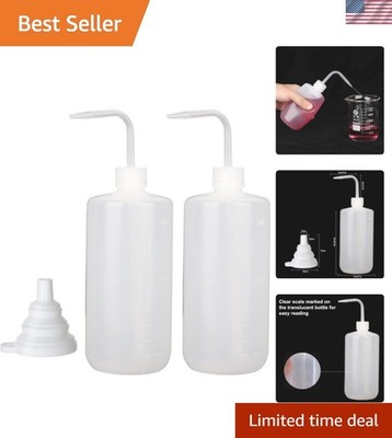 Safety Tattoo Wash Bottles 2Pcs 500ml with Funnel - Precision for Labs & Plants