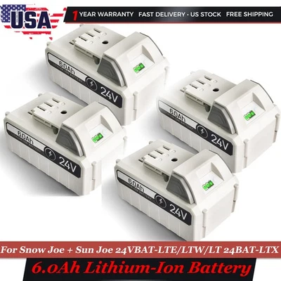 6.0Ah 24V Battery for Snow Joe Sun Joe iON+ - 6000mAh Replacement 24VBAT-LTW New