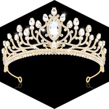 Tiara Crowns for Women Girls Rhinestone Queen Princess Crown Headband Gold